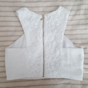 De Philo white crochet detail crop w/ zipper